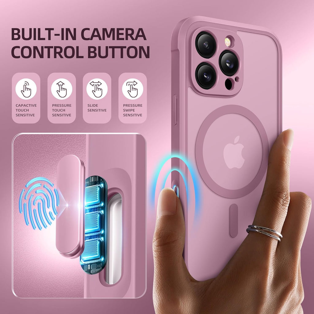 BERFY Magnetic for iPhone 16 Pro Case, Compatible with MagSafe, Built-in Privacy Screen Protector and Upgraded Camera Protection, Anti-Spy Full Body Shockproof Phone Case for 16 Pro 6.3",Palevioletred