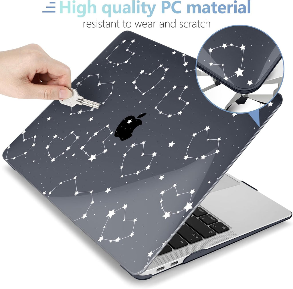 MEEgoodo for MacBook Air 13 inch Case 2021 2020 2019 2018 Released A2337 M1 A2179 A1932 with Touch ID, Plastic Hard Shell & Keyboard Cover Compatible with MacBook Air Case 13.3,Constellations & Hearts