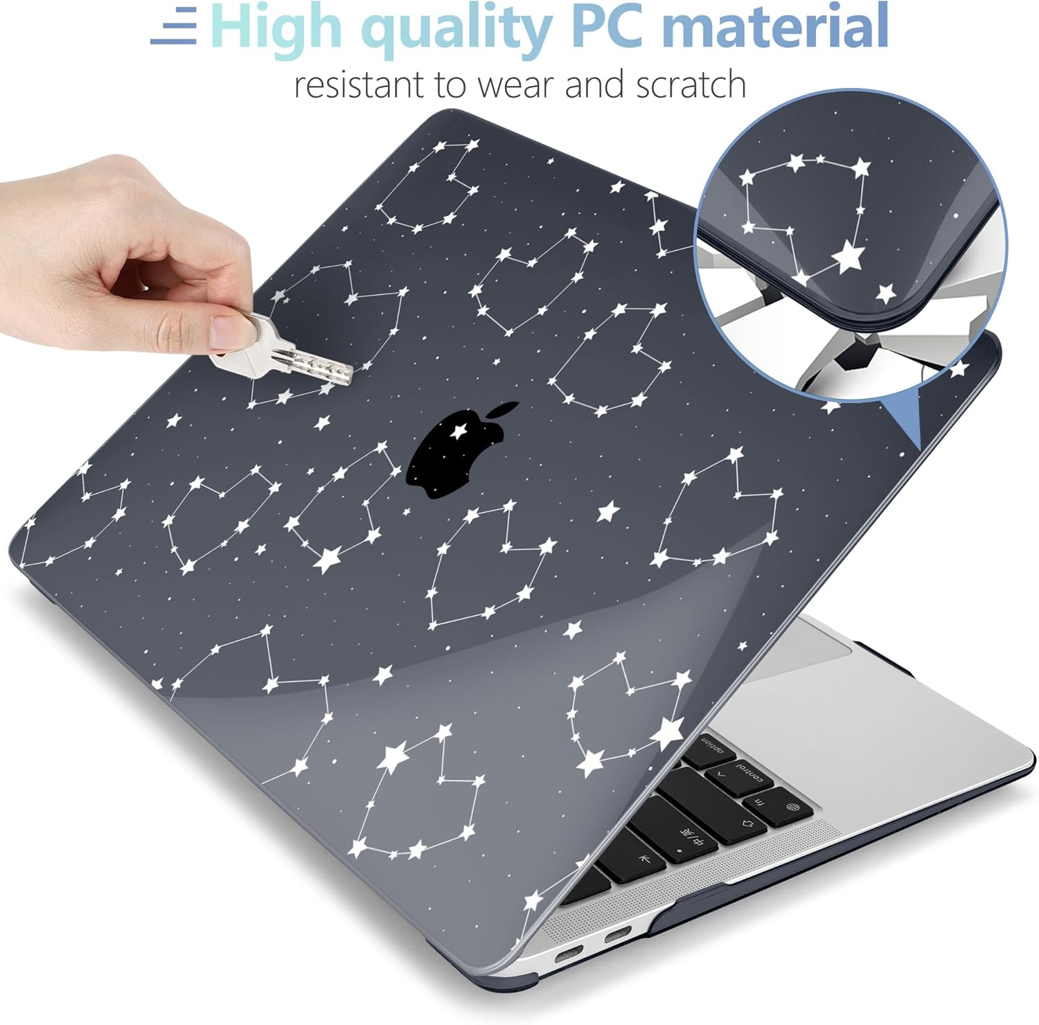 MEEgoodo for MacBook Air 13 inch Case 2021 2020 2019 2018 Released A2337 M1 A2179 A1932 with Touch ID, Plastic Hard Shell & Keyboard Cover Compatible with MacBook Air Case 13.3,Constellations & Hearts