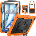 SEYMAC for iPad Air 13 Inch Case M3 2025/ M2 2024, Heavy Duty Shockproof Protective Case with Screen Protector, 360° Rotating Stand, Hand/Shoulder Strap and Pen Holder for iPad Air 13, Orange