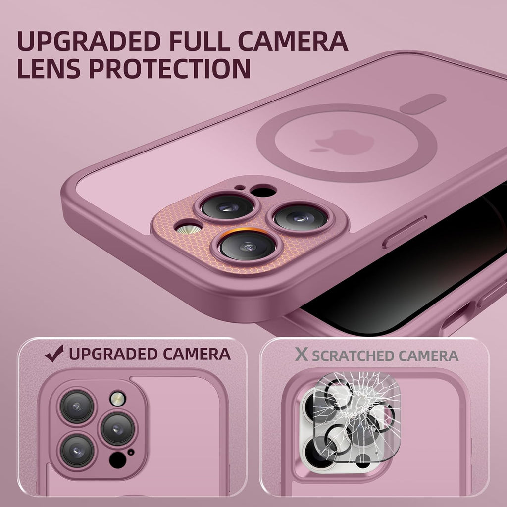 BERFY Magnetic for iPhone 14 Pro Max Case,Compatible with MagSafe,Built-in Privacy Screen Protector and Upgraded Camera Protection,Anti-Spy Full Body Shockproof Phone Case for 14 Pro Max,Palevioletred