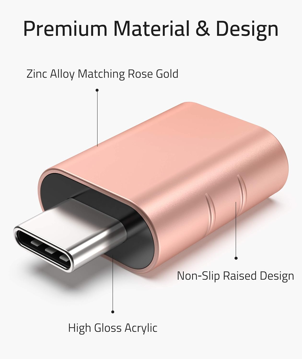 Syntech [2 Pack USB Male to USB3 Female Adapter Compatible with iPhone 17 Pro Max iMac iPad mini/Pro 2023 Pro MacBook Air 2024 and Other Type C Devices, Rose Gold
