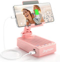 Gifts for Men Women, Phone Stand with Bluetooth Speaker and Charging Function 360° Rotable Angel Adjustable Cell Phone Holder with HD Stereo Sound Fits All Phones,Tablet (Pink)