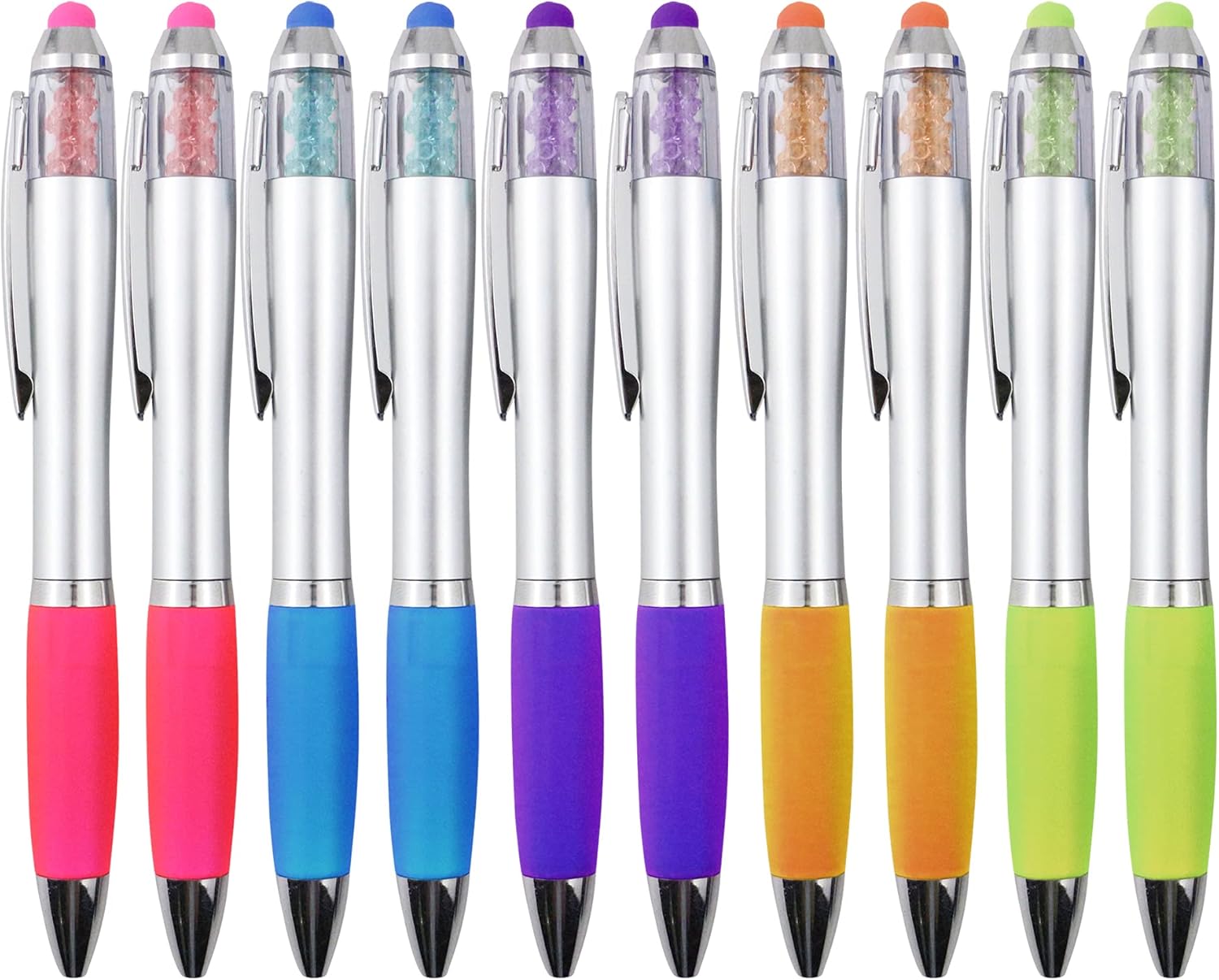 Stylus Pens 2-in-1 Ballpoint Pen 1.0mm Medium Point Pens with Crystals for Women Black Ink Pen with Stylus Ball Point Pen with Comfort Grip for The iPad, 10-Count