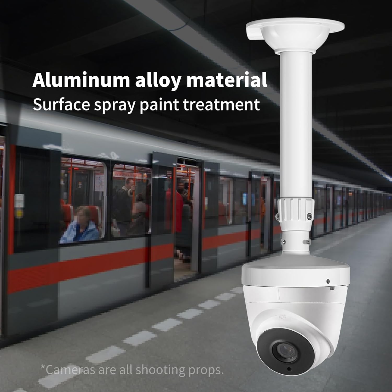 ZT-NET Extendable Pole Mount for Security Surveillance Cameras, Ceiling/Wall Mounting Bracket for Bullet Camera,Solid Metal (11.8-23.6 inch)