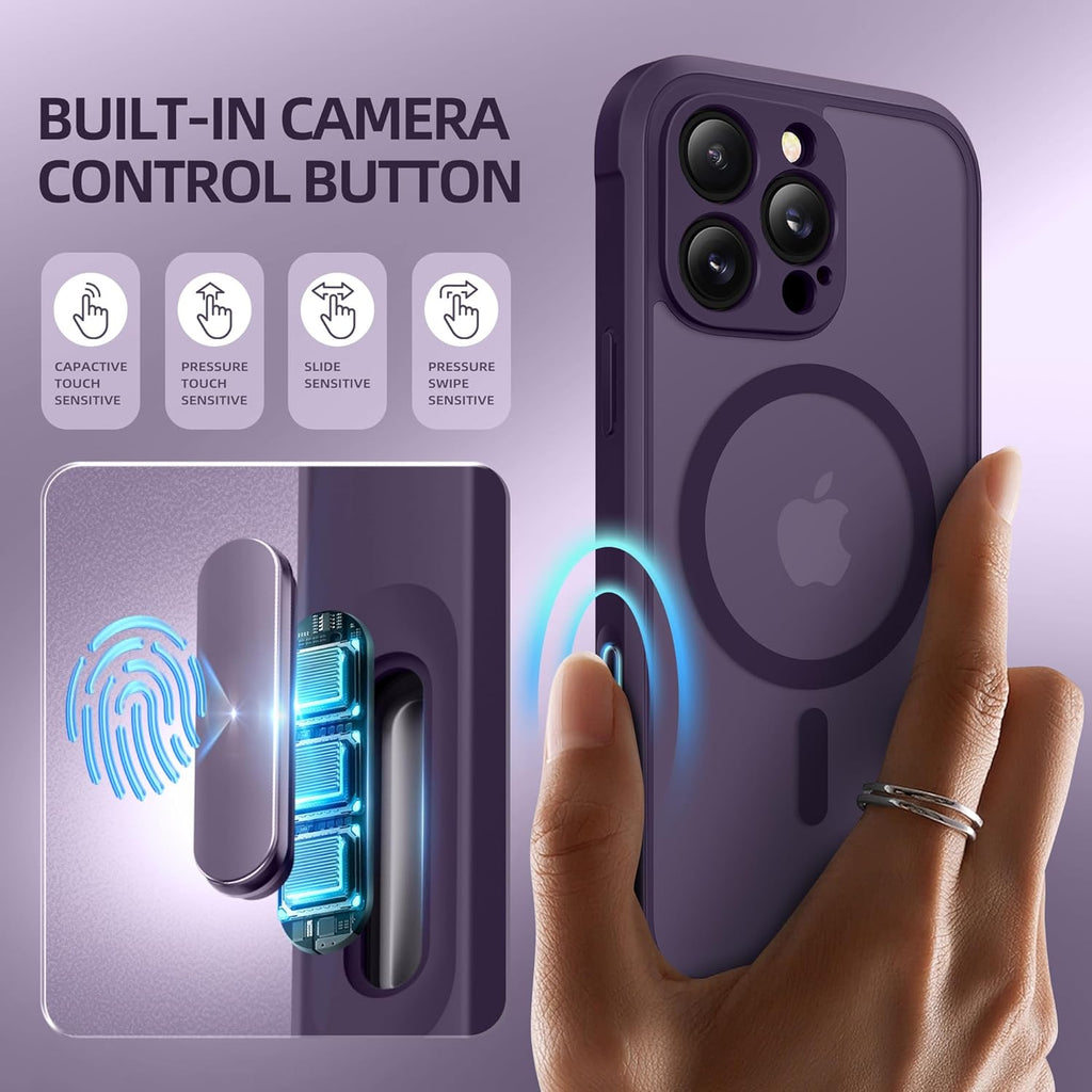 BERFY Magnetic for iPhone 16 Pro Case, Compatible with MagSafe, Built-in Privacy Screen Protector and Upgraded Camera Protection, Anti-Spy Full Body Shockproof Phone Case for 16 Pro 6.3", Deep Purple