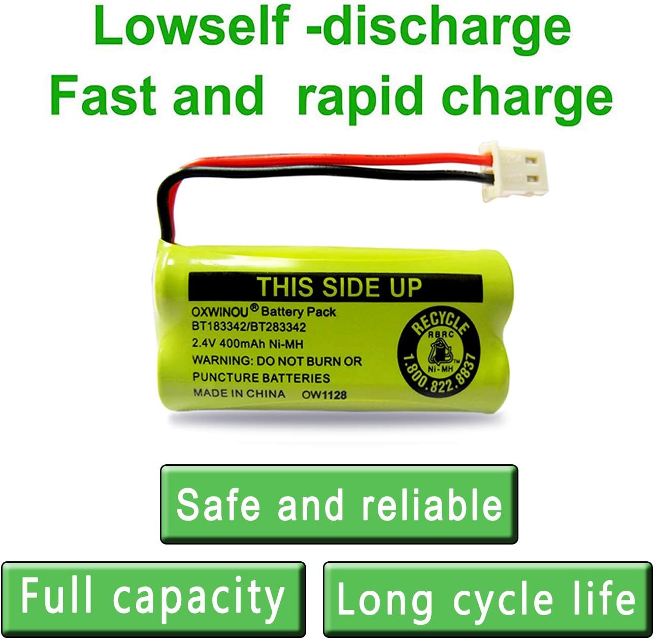 Replacement Battery BT183342/BT283342 BT166342/BT266342 BT162342 / BT262342 BT166342 Compatible with CS6114 CS6419 CS6719 AT&T EL52300 CL80112 CS6719-2 2.4V 400mAh (2 Pack)