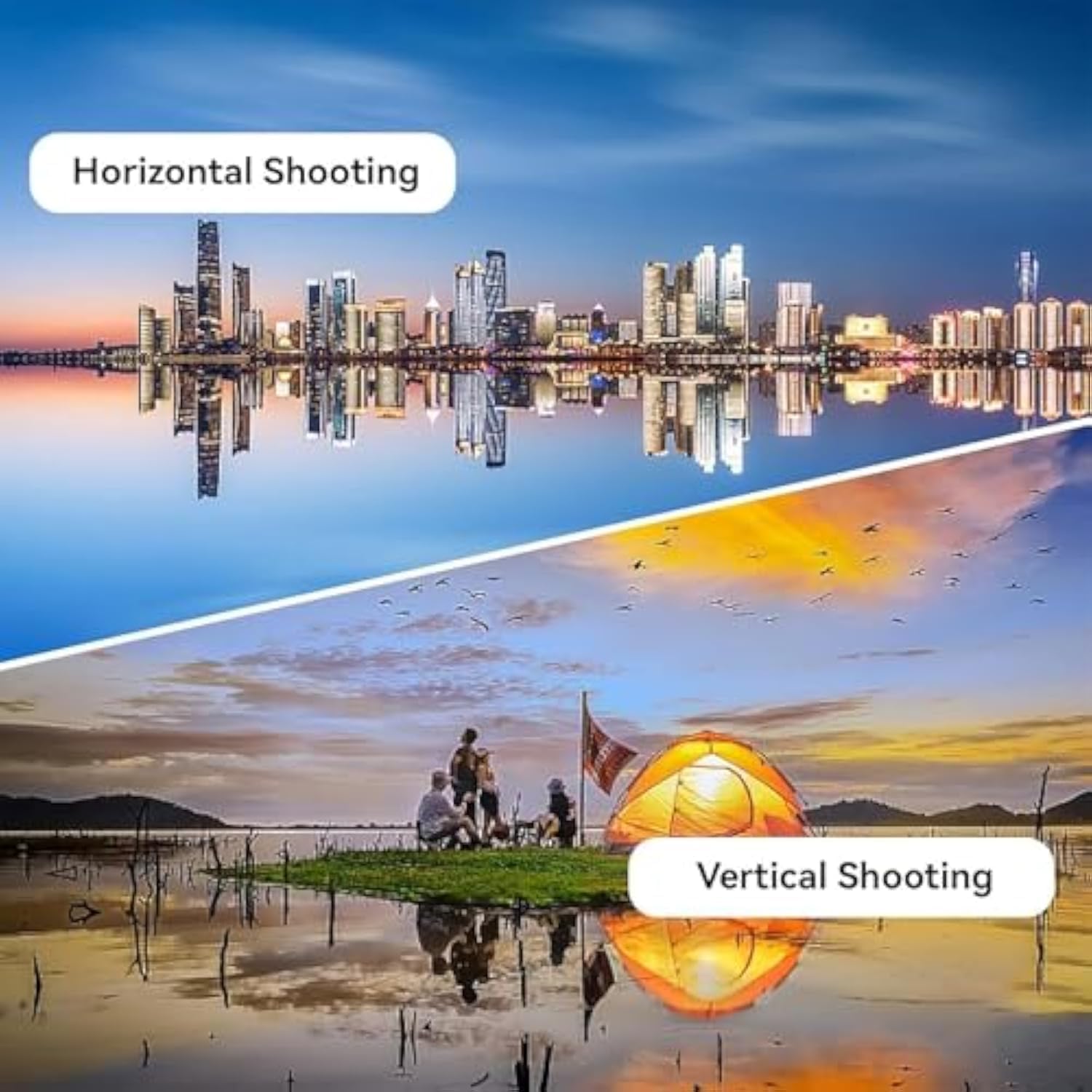 Mirror Effect Lens - Capture Stunning Reflections Instantly, Smartphone Camera Mirror Reflection Clip Kit, Mirror for Phone to Use Back Camera, for Travel Photography (Black +White)