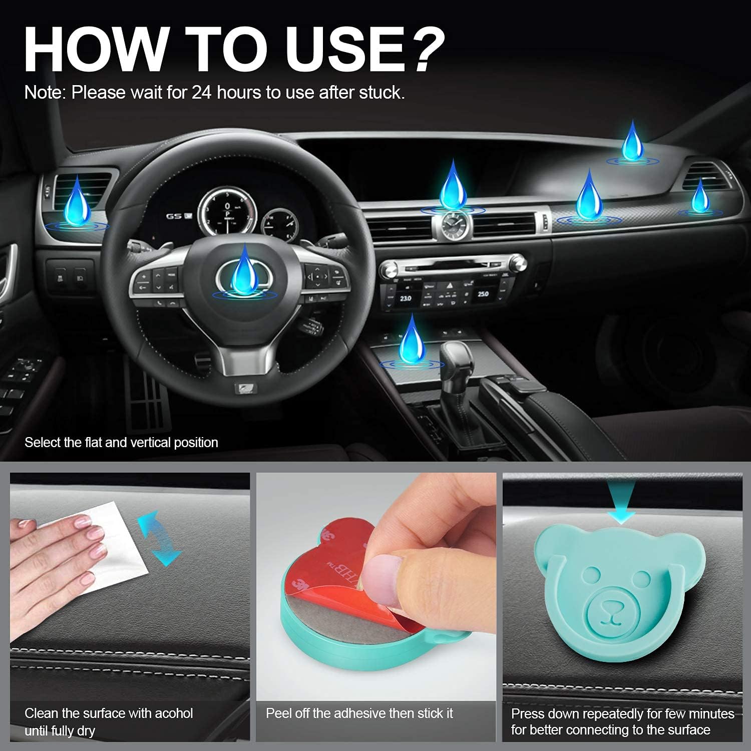 TOPGO Socket Car Mount for Phone Holder Cute Bear Style Silicone Grip Stand with Phone line Clasp for Collapsible Socket User Used on Dashboard, Home, Office, Kitchen, Desk, Wall (Color) 3 Pack