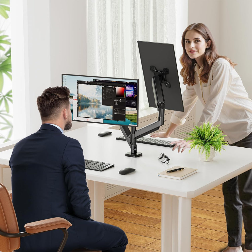 Simple Trending Dual Monitor Stand for 17-32 inch Computer Screens, Computer Stand, Adjustable Stand for 2 Monitors Holds up to 20 lbs, Black