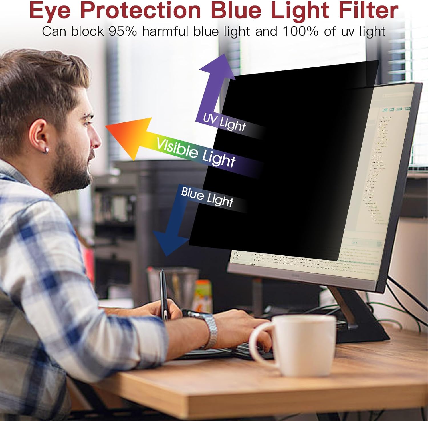 2 Pack 23 Inch Privacy Screen for Computer Monitor 16:9 Aspect Ratio, Eye Protection Anti Glare Computer Screen Cover, Removable Anti-Scratch Computer Screen Privacy Shield for 23'' Widescreen Monitor