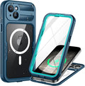 Lanhiem Magnetic for iPhone 15 Plus Case, IP68 Waterproof Dustproof Case, [Compatible with Magsafe] [Built-in Screen Protector] Full Body Heavy Duty Rugged Phone Cover 6.7 inch, Blue/Clear