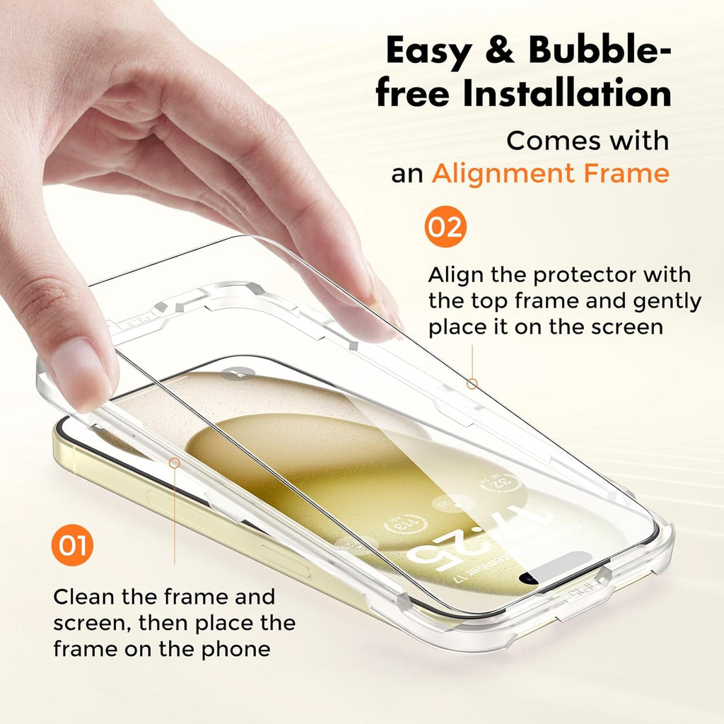 UNBREAKcable 2-Pack Screen Protector for iPhone 16 / iPhone 15, Double Shatterproof Tempered Glass [Easy Installation] [9H Hardness] [99.99% HD Clear] [Case Friendly] for iPhone 6.1 inch