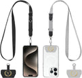 Phone Lanyard 2 Pack, Adjustable Cell Phone Multifuctional Patch Lanyards,Compatible with Most Smartphones and Wallets Keys ID Badges Travel Essentials(Black+Gray) (Lanyard Letter Sign Y)