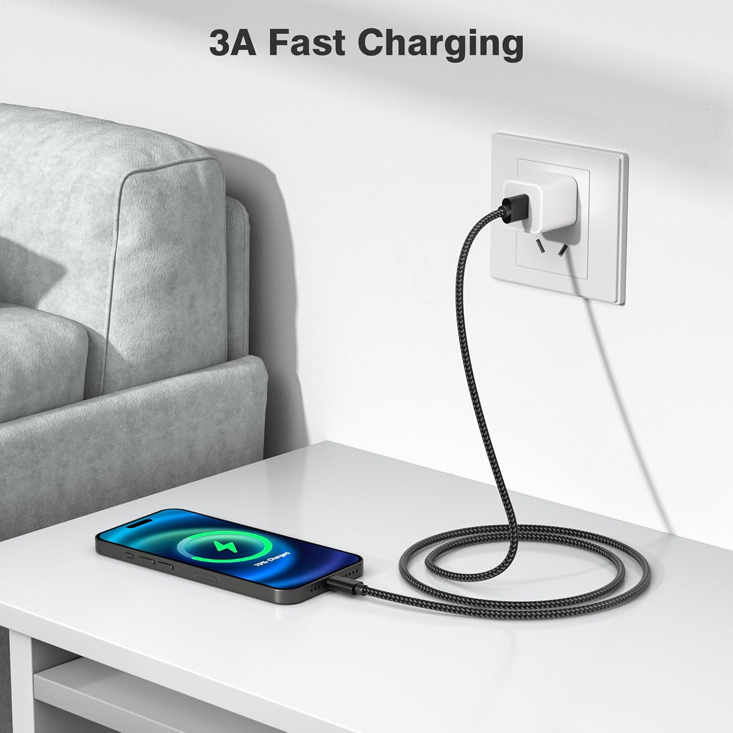 Elebase for Airpods 4 USB C Charger Cable 3 Pack 1.5/3.3/6.6FT,Type C Charging Cord for Apple Airpods 4th Generation,AirPods Pro 2 2023,Airpods Max 2 2024,iPhone 16 Pro Max Plus 15