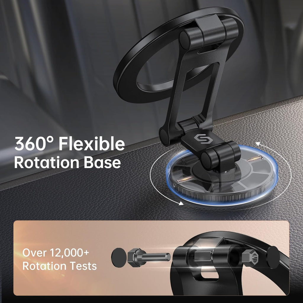 SYNCWIRE Fits MagSafe Car Mount, Magnetic Phone Holder for Car Dashboard, [Flexible Three-axis] 360° Rotation Magnetic Car Mount Strong Magnets Car Phone Holder Fits iPhone 16 15 14 13 12 Pro Max