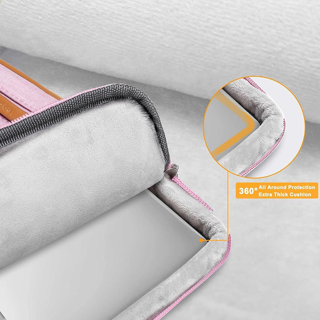 MOSISO 360 Protective Laptop Shoulder Bag,13-13.3 inch Computer Bag Compatible with MacBook, HP, Dell, Lenovo, Asus Notebook,Side Open Messenger Bag with 4 Zipper Pockets&Handle, Pink