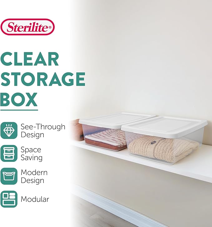 Sterilite 45 Pack Storage Box, 12 Quart Stackable Tote - Image 2