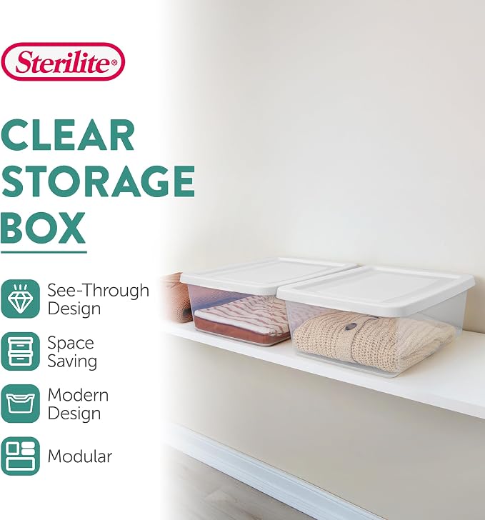Sterilite 30 Pack Storage Box, 12 Quart Stackable Tote - Image 2