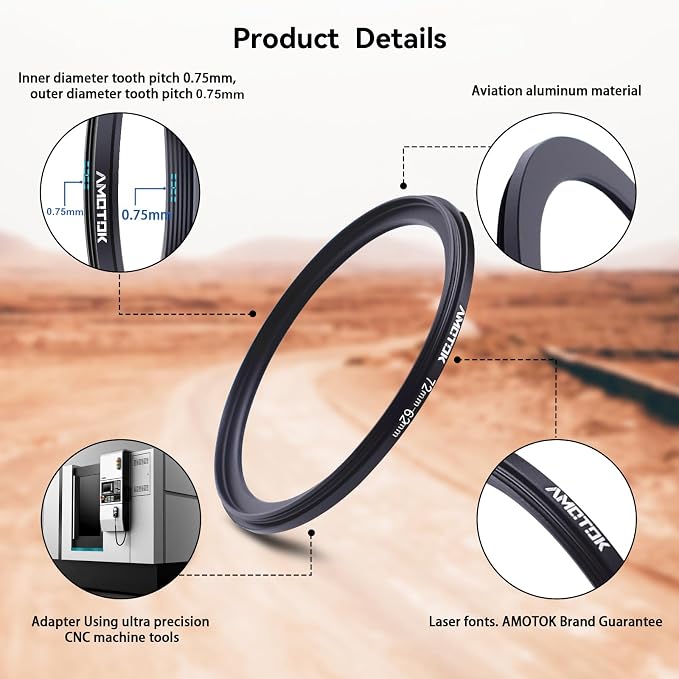 72mm Lens to 62mm Camera Lens Adapter, 72mm to 62mm Filter Step-Down Ring - Image 3