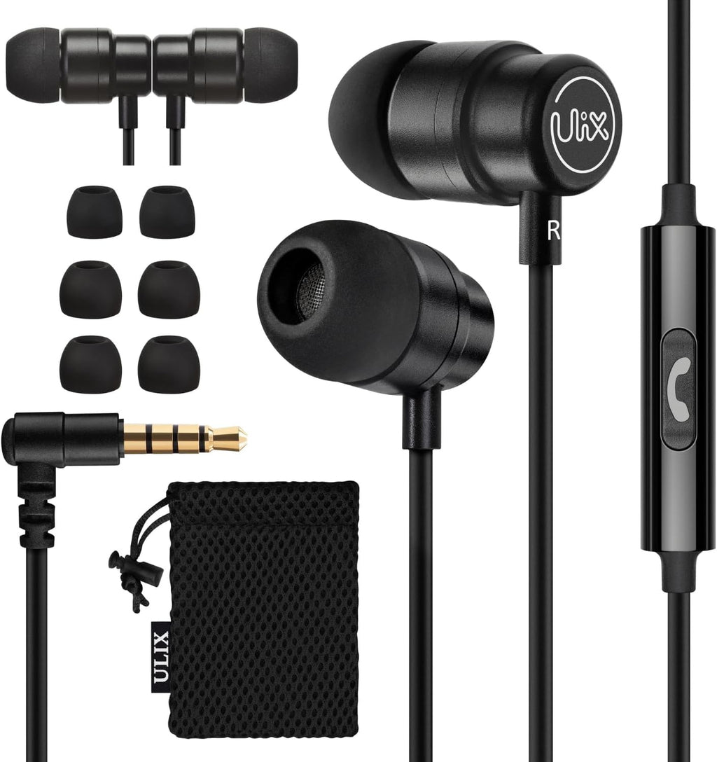 UliX Rider Wired Earbuds in-Ear Headphones, Earphones with Microphone, 5 Years Warranty, with Anti-Tangle Cable, Ear Buds for iPhone, iPad, Samsung, School Students, Kids, Women, Small Ears