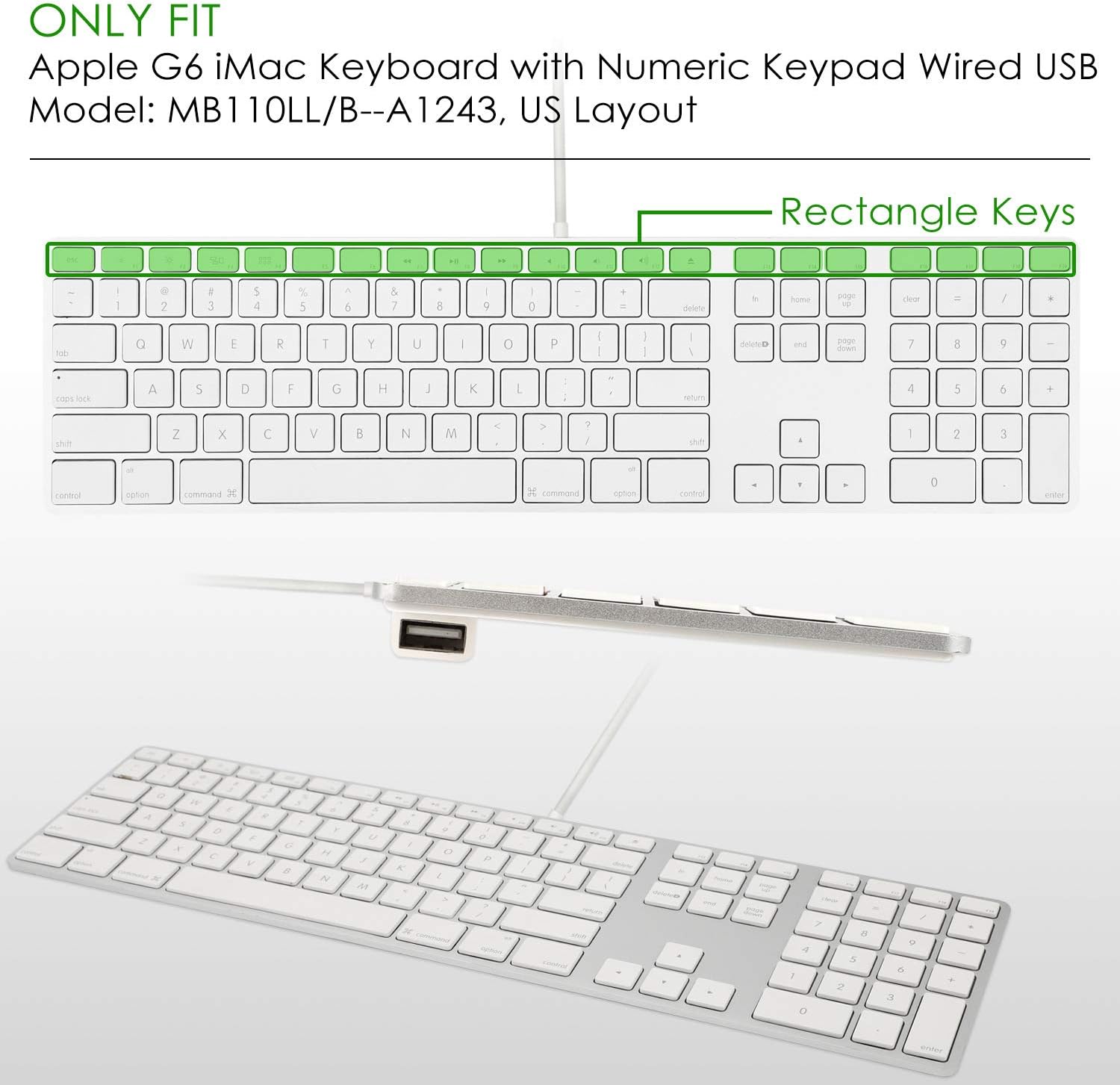 Allinside Black Keyboard Cover for iMac USB Keyboard A1243 MB110LL/B