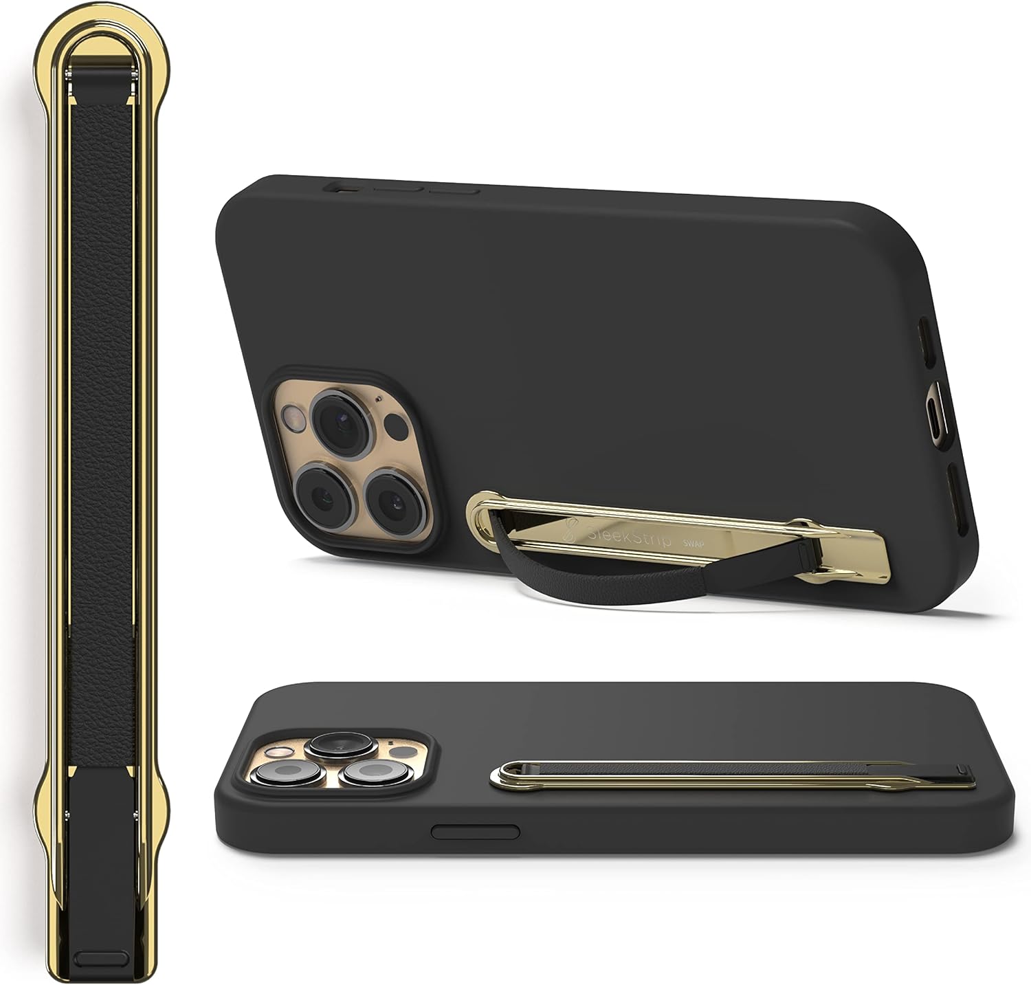 SleekGrip Premium: Swappable Phone Stand & Phone Grip - Ultra Thin Convertible Grip Holder Fits Most iPhone and Android Cases, Phone Strap Compatible with Wireless Chargers and Car Mounts