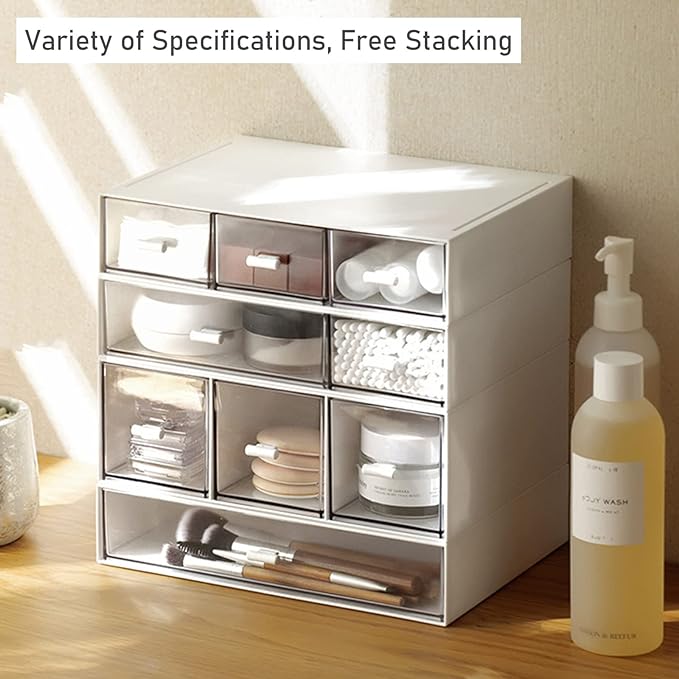 Desk Drawer Organizer, Stackable Storage Drawers, Plastic Compact Desk Storage - Image 4