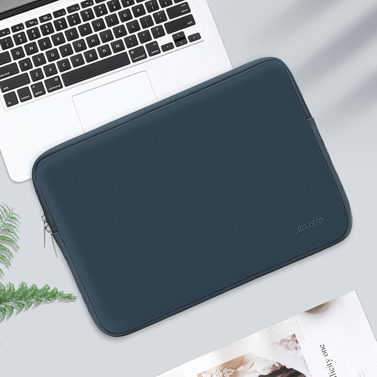 MOSISO Laptop Case 15 inch, 15 inch Laptop Sleeve Bag Compatible with MacBook Air 15 M4 A3241 M3 A3114 M2 A2941 2025 2024 2023, Dell XPS 15, Neoprene Computer Sleeve Bag with Small Case, Haze Blue