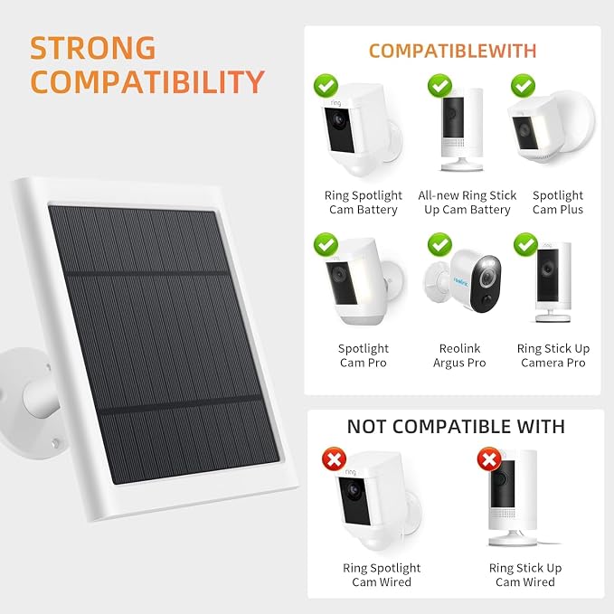 Solar Panel for Ring Camera, 3 Pack 4W Solar Charger Compatible - Image 2