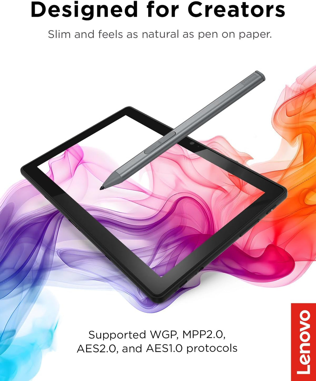 Lenovo Slim Pen – Magnetic Precision Stylus for Lenovo Laptops – 4096 Pressure Levels, Tilt Sensitivity, Rechargeable, Perfect for Drawing, Digital Art, Note-Taking