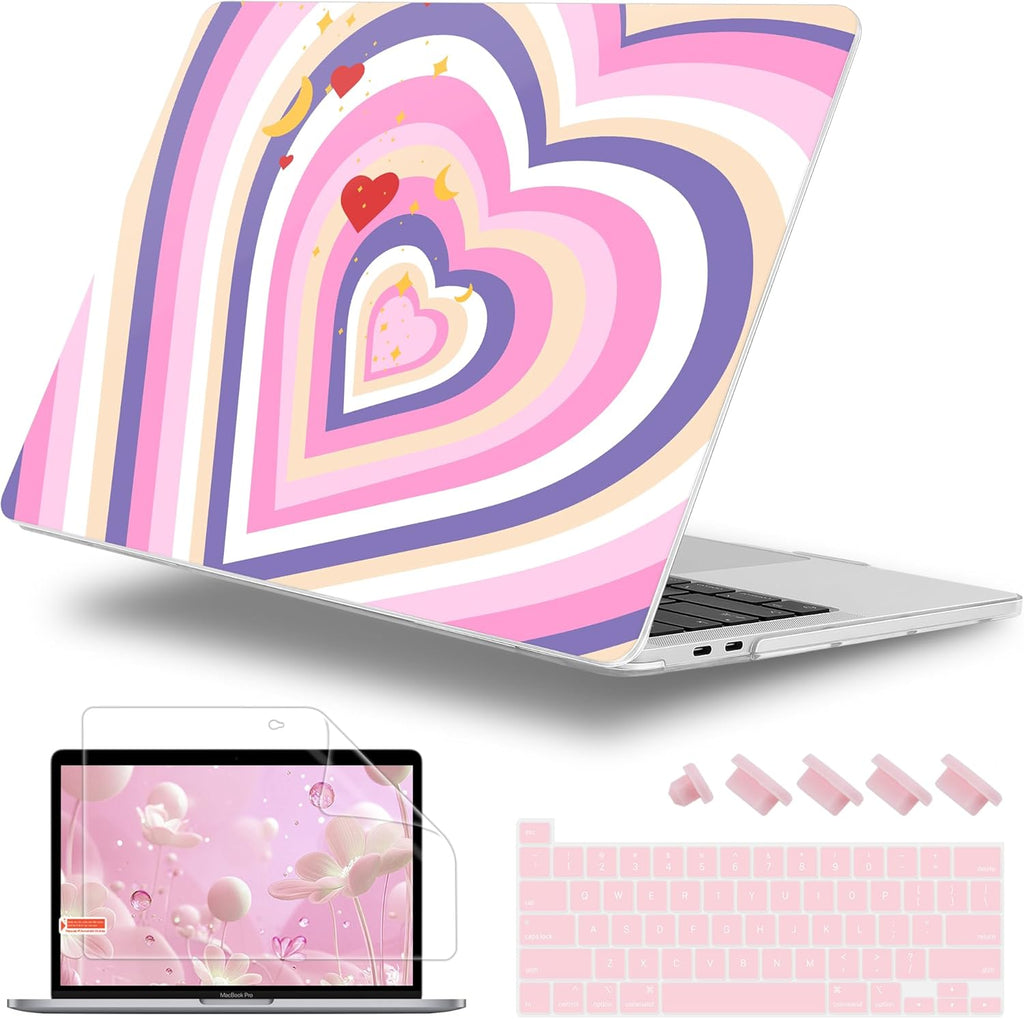 for MacBook Pro 16 inch Case 2019 2020 Release Model A2141, Plastic Hard Shell Cover with Keyboard Cover & Screen Protector for MacBook Pro 16 inch with Touch Bar & Touch ID, Wildflower Heart