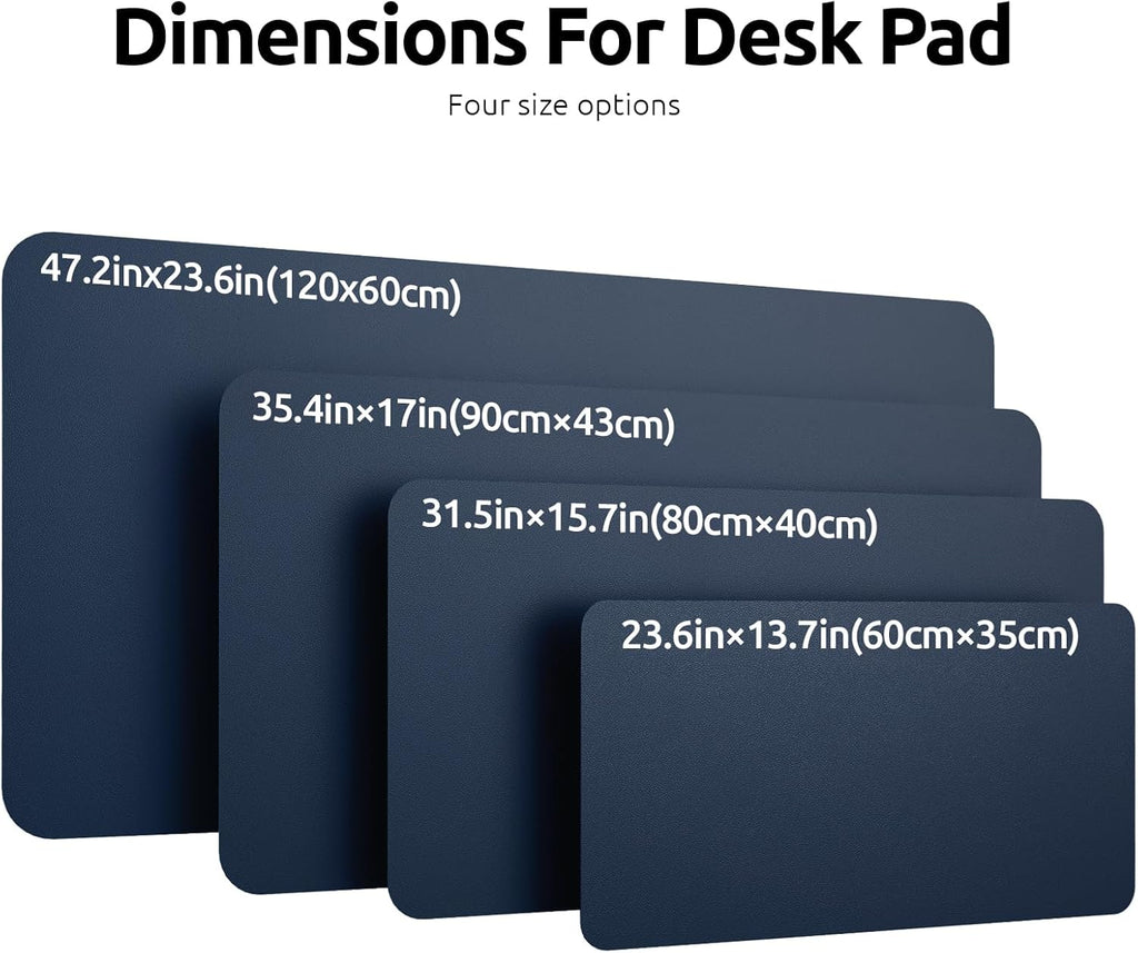 YSAGi Leather Desk Protector, Office Mat, Large Mouse Mat, Non-Slip PU Leather Blotter, Laptop Pad, Waterproof Writing Pad for Office and Home (Dark Blue, 47.2" x 23.6")