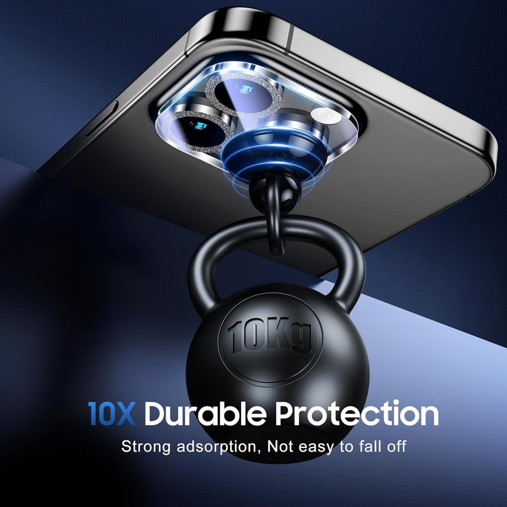 UniqueMe for 3 Pack iPhone 15 Pro/iPhone 15 Pro Max Camera Lens Protector, [Drop Protection] [Case Friendly] 9H Tempered Glass Camera Cover Screen [Update New Version] - Glitter Black