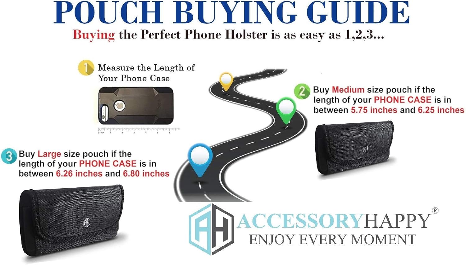 AH Military Grade Nylon Cell Phone Belt Holder for Men Horizontal Pouch Carrying Clip for [iPhone 6 6S 7 8 X XR XS 11 12] iPhone 11 Moto Droid x Holster PRO S8 S9 S7 S20 fits Otterbox or Thick Case