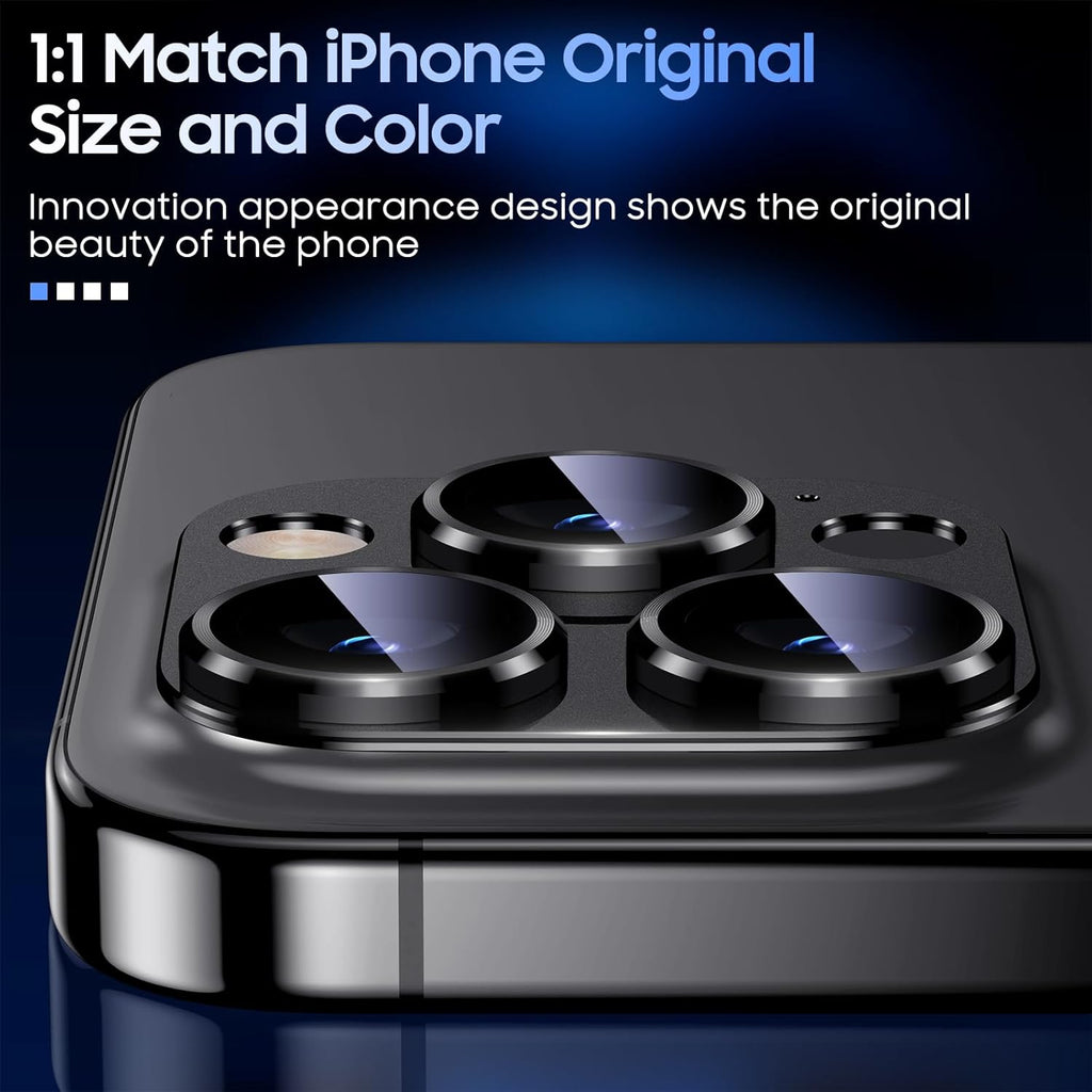 Uyiton for iPhone 13 Pro/iPhone 13 Pro Max Camera Lens Protector, [Strong Adsorption] [Drop Protection] Metal Ring Tempered Glass Rear Camera Screen Cover - Graphite