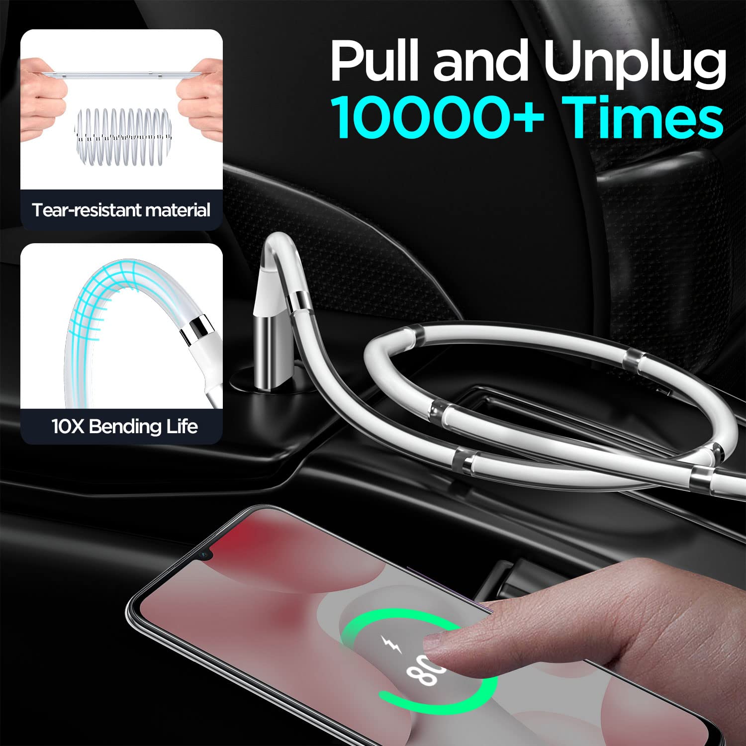 AICase Magnetic Charging Cable, Type C to Type C (6.5 FT) Super Organized Charging Magnetic Absorption Nano Data Cable for Samsung S23/S22/S21/S20 Ultra, MacBook Pro/Air, iPad Pro 12.9 11 Air Mini