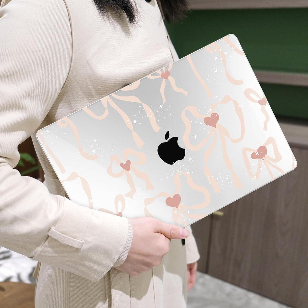 MEEgoodo for MacBook Air 13 inch Case 2021 2020 2019 2018 A2337 M1 A2179 A1932 with Touch ID, Plastic Hard Shell & Keyboard Cover Compatible with MacBook Air Case 13.3,Aesthetic Coquette Ribbon Bow