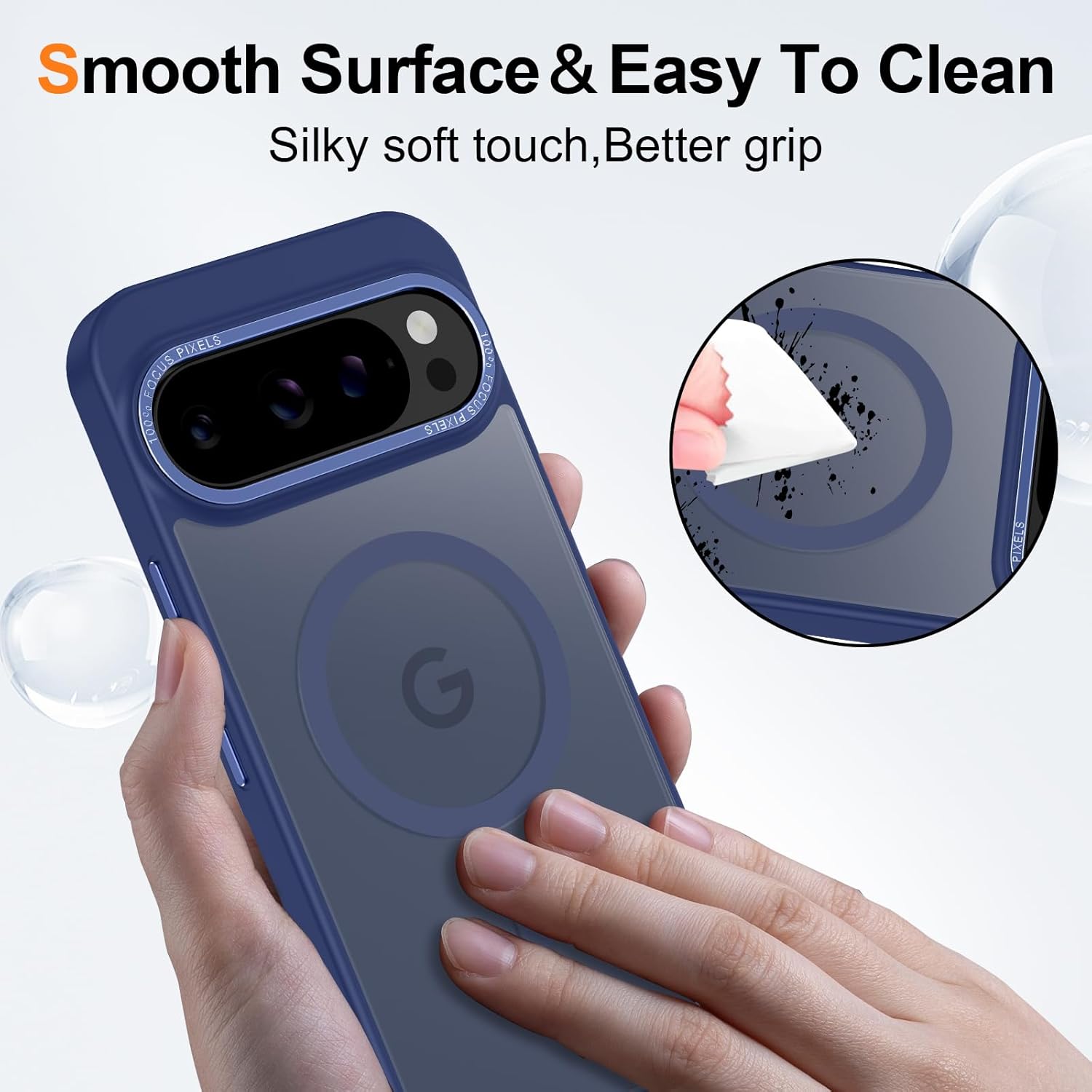 Magnetic for Google Pixel 9 Pro XL Case, [Military Grade Drop Protection] [Compatible with MagSafe] Shockproof Slim Translucent Matte Anti-Slip for Women Girls Men Case, Dark Blue