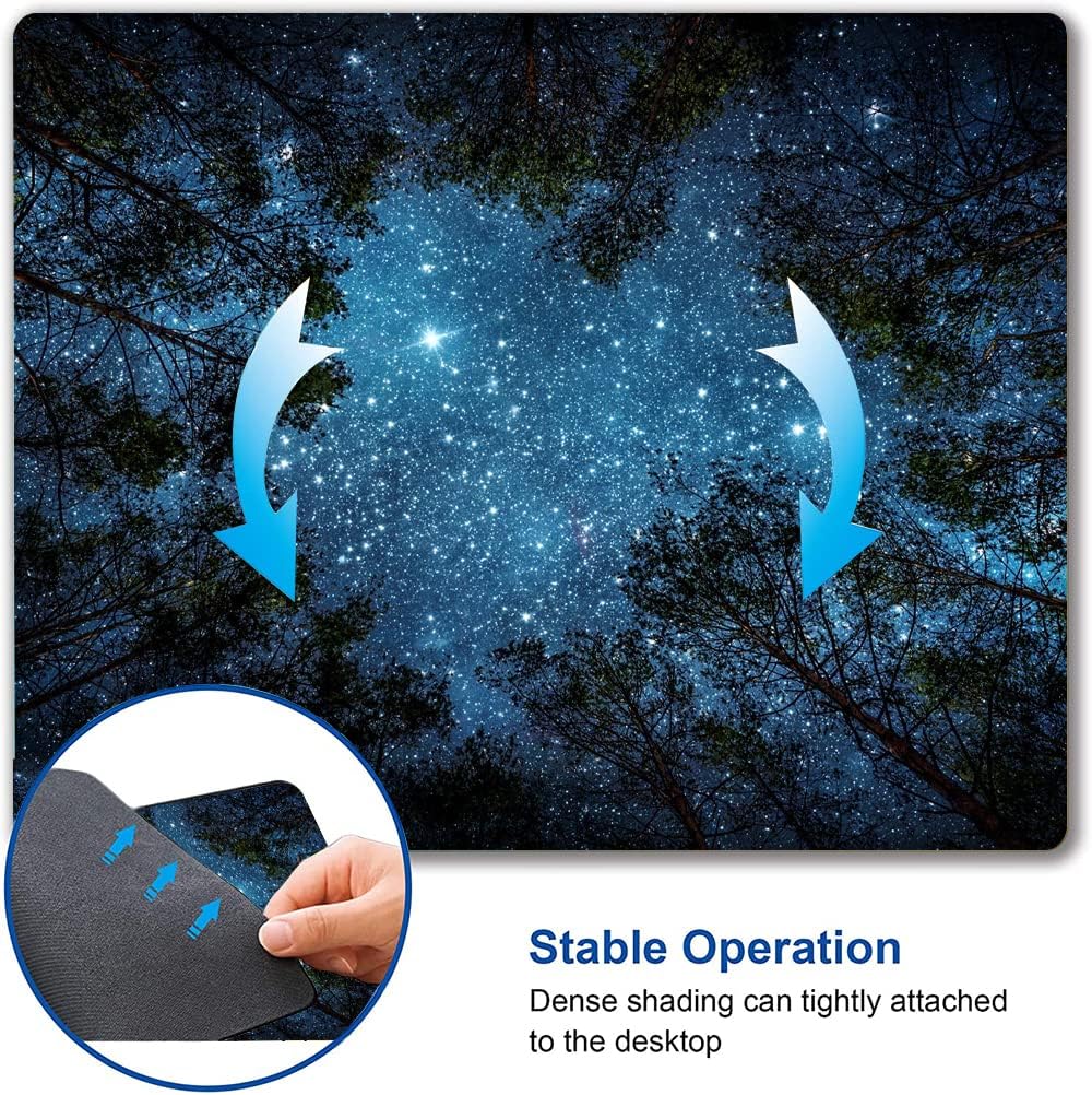 Hokafenle Mouse Pad, Square Personalized Computer Mouse Pads Design, Washable Mouse Mat, Gaming Office Home Non-Slip Rubber Base Mousepad, Stars Night Sky