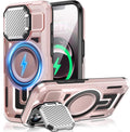 Camera Stand Case for iPhone 16E, [Compatible with Mag Safe] [Lens Cover] 2024 Version Military Grade Protective Soft Case for iPhone 16E 6.3 inch Men Women, Pink