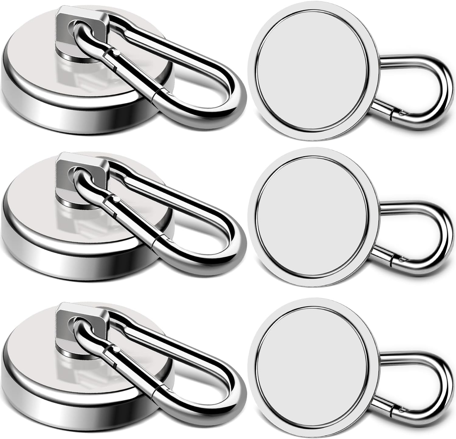 LOVIMAG Magnetic Hooks Heavy Duty, 150LBS Super Strong Magnet Hooks Magnetic Hook Cruise, Neodymium Magnets with Swivel Carabiner Hook for Hanging, Kitchen, Cruise Cabins, Grill, Tool Room-6 Pack