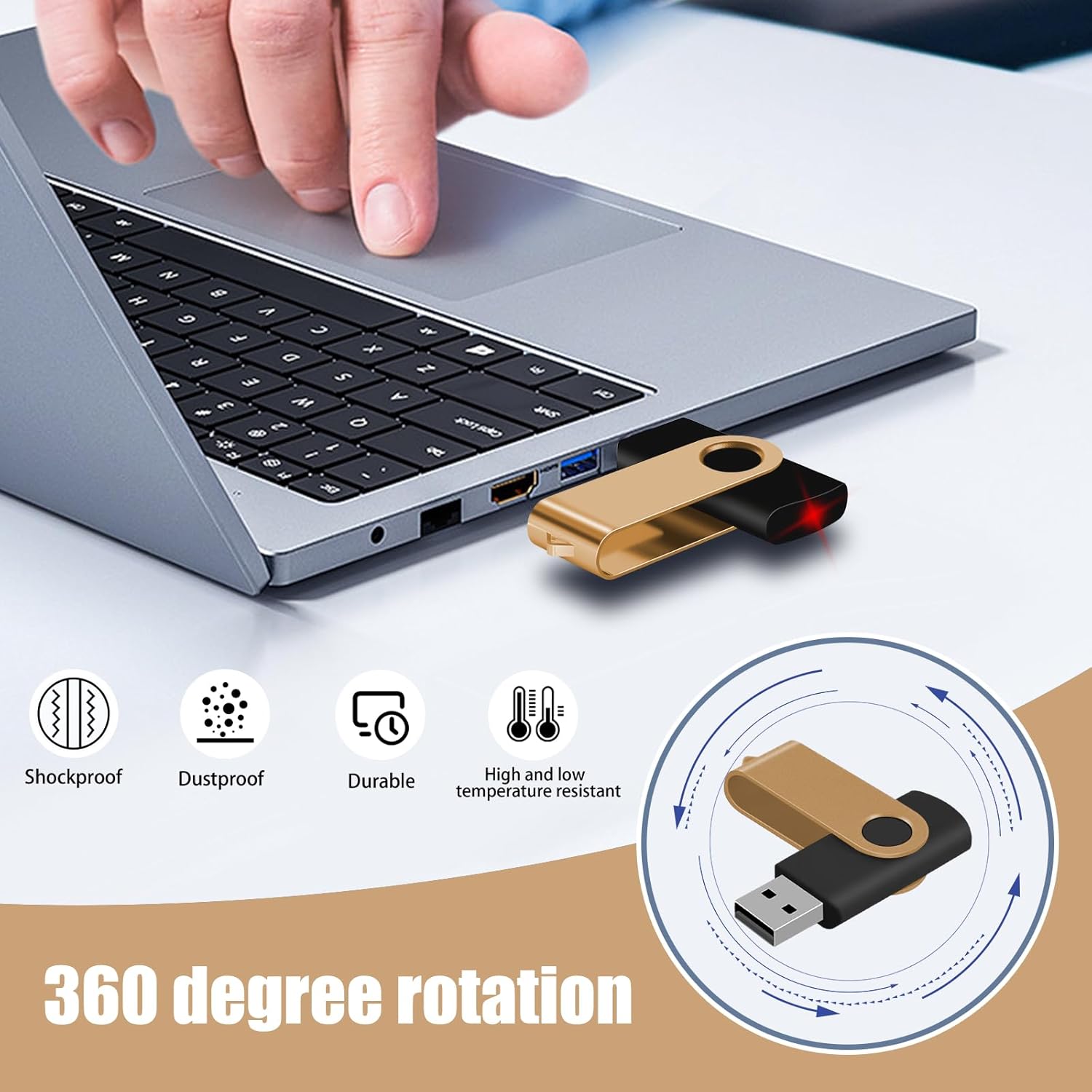 EASTBULL 4GB USB Flash Drive Bulk Thumb Drives 20 Pack with Lanyards USB 2.0 Memory Sticks Zip Drive Pen Drive for Storage and Backup Gold 20PCS 4GB