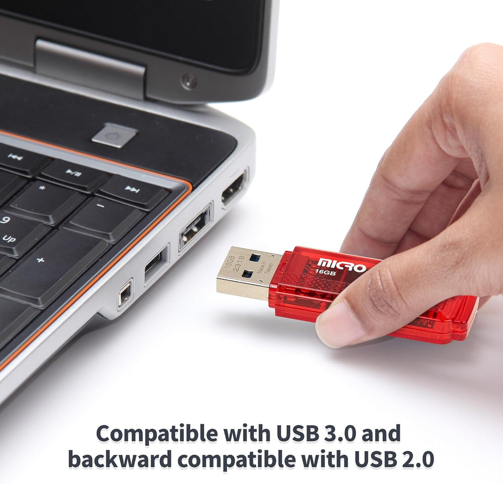 INLAND Micro Center Super Speed 20 Pack 16GB USB 3.0 Flash Drive Memory Stick Thumb Drive Data Storage Jump Drive Bulk, Much Faster Than USB2.0 Flash Drive, Red