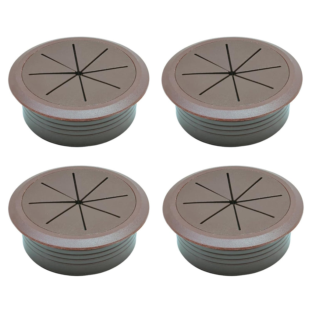 Desk Grommet 2-1/16" (53 mm), Desk Hole Cover for Cables Coffee, Cable Grommet ABS Plastic, Desk Hole Grommet for Office and Home Table Cable, Detachable & Flexible Cable Cord Organizer-4 Pcs