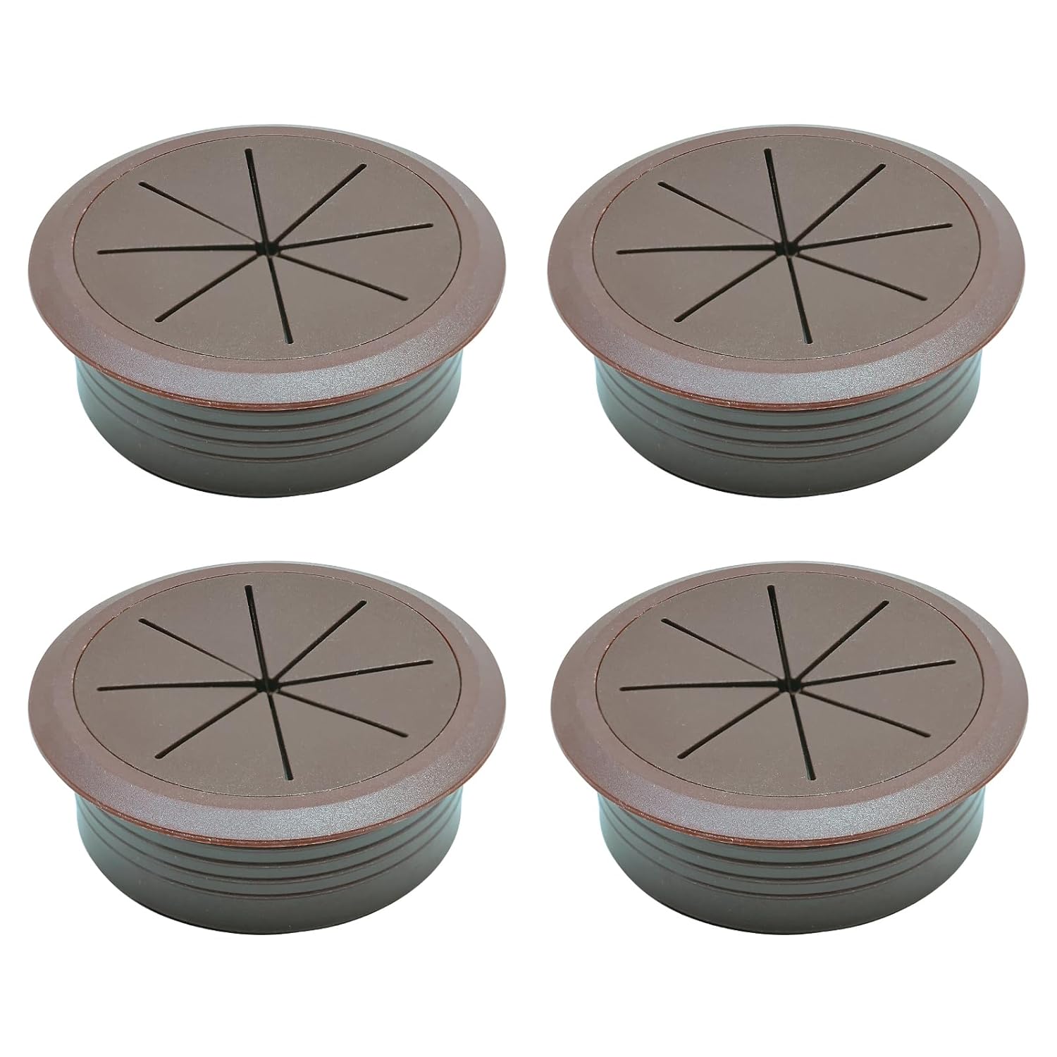 Desk Grommet 2-3/8" (60 mm), Desk Hole Cover for Cables Coffee, Cable Grommet ABS Plastic, Desk Hole Grommet for Office and Home Table Cable, Detachable & Flexible Cable Cord Organizer-4 Pcs