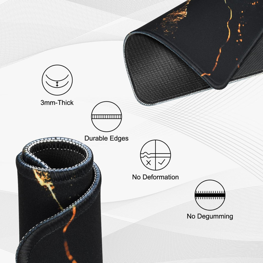 JIKIOU 3 Pack Mouse Pad with Stitched Edge, Comfortable Mouse Pads with Non-Slip Rubber Base, Washable Mousepads Bulk with Lycra Cloth, Mouse Pads for Computers Laptop Mouse 10.2x8.3in Yellow Gilding