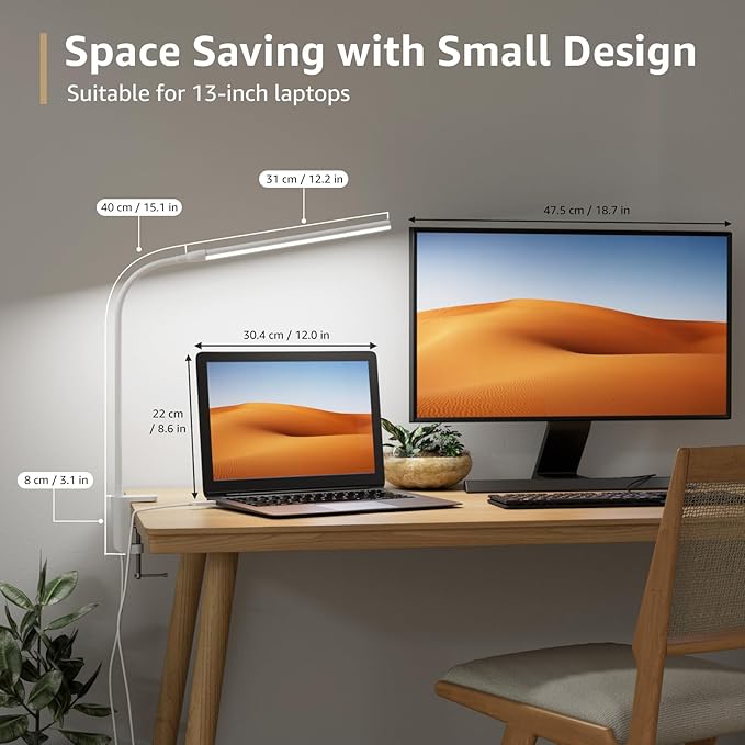 Lepro Small Desk Lamp with Clamp, LED Reading Lamps with 450LM, 3 Color Modes - Image 2