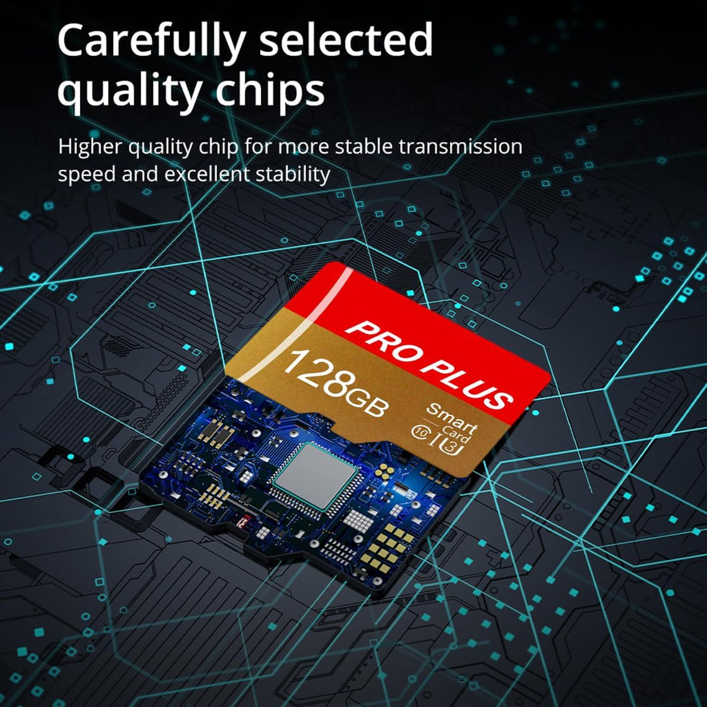2 Pack TF Card 128GB with Adapter, High Speed Memory Card, UHS-I C10 A1 Memory TF Card for Tablet/Mobile Phone/Camera/Car Audio/Game Console (TF162 Red Gold 128GB)