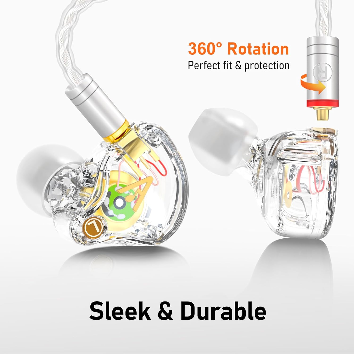 Vibes 202ML Wired Earbuds - HiFi in Ear Headphones - Noise-Isolating Ear Buds w/ Mic - Clear Sound, Deep Bass, Comfort-Fit Earphones - MMCX–Lightning for iPhone 5–14, Silver Plated Cord, Carrying Case
